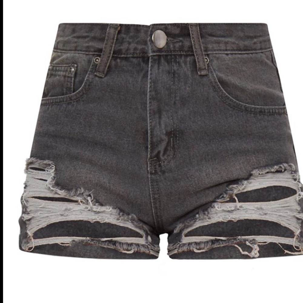 High waisted new gray ripped shots